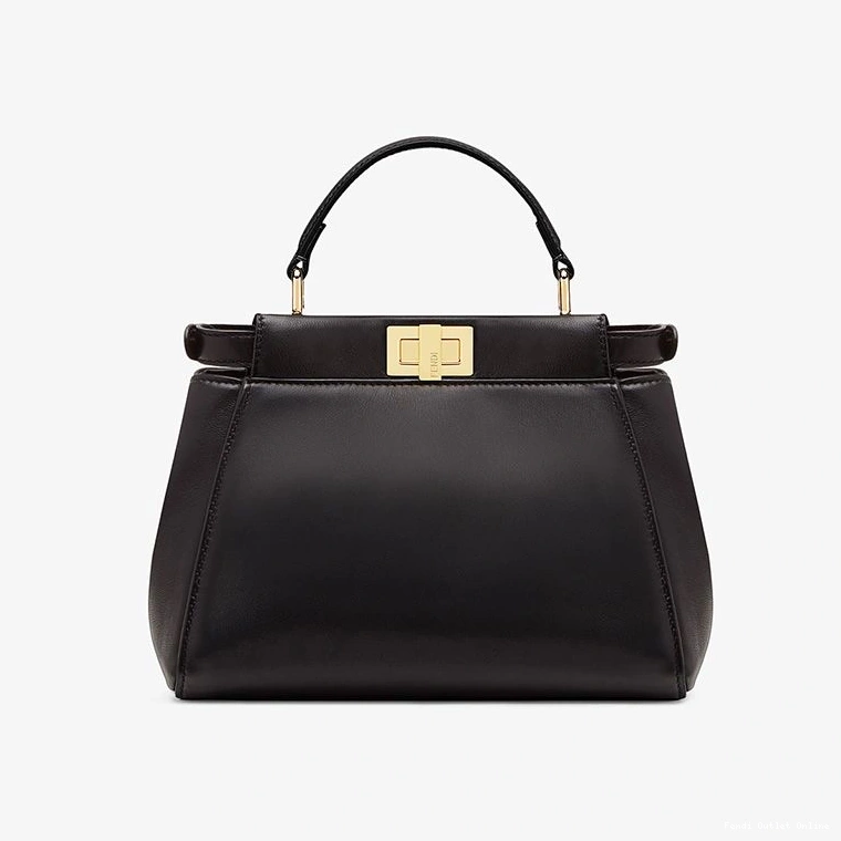 Affordable Handbag Iconic Peekaboo Nappa Fendi Mini In Black Leather 0808